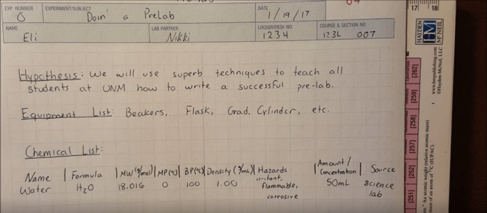 Pre laboratory assignment chemistry answers